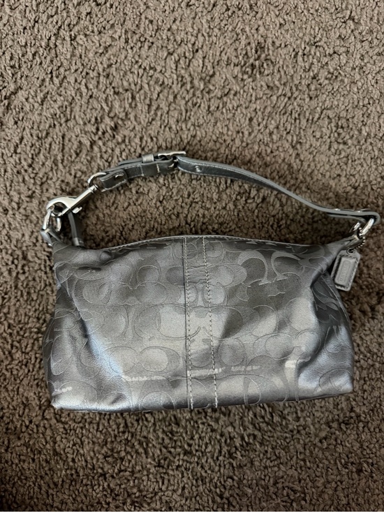 Coach Handbags - Coach Metallic Gray Signature Jacquard Shoulder Bag